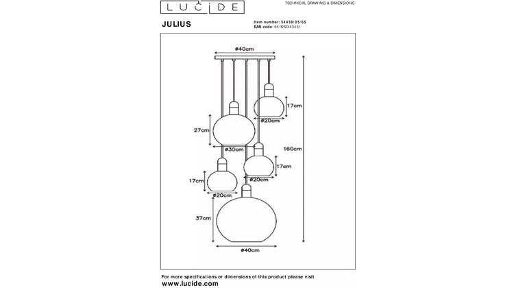 Lucide Julius Hanglamp