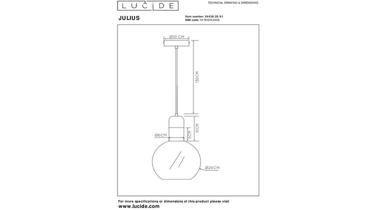Lucide Julius Opaal Hanglamp
