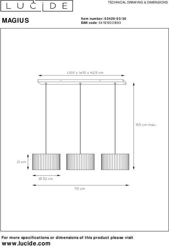 Lucide Magius Hanglamp