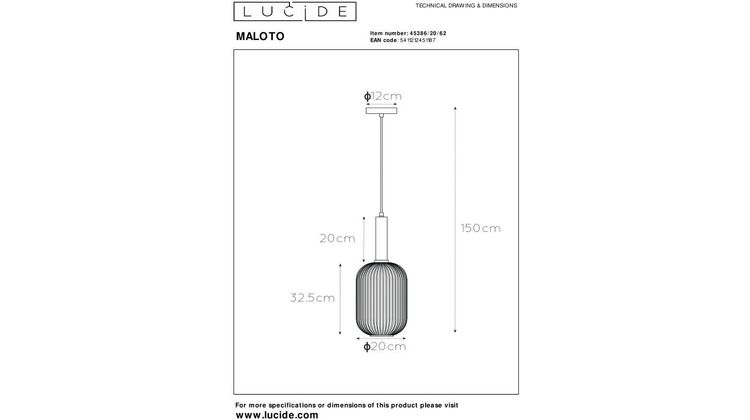Lucide Maloto Goud Hanglamp