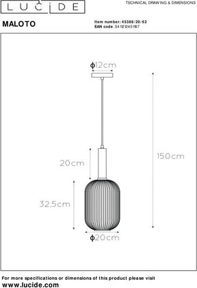 Lucide Maloto Goud Hanglamp