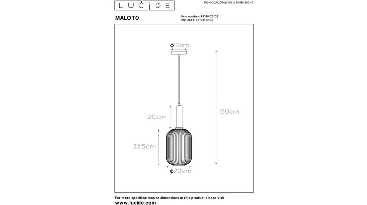 Lucide Maloto Groen Hanglamp