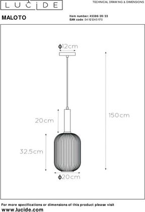 Lucide Maloto Groen Hanglamp