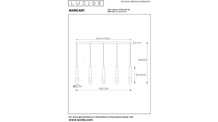 Lucide Margary Zwart Hanglamp