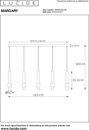 Lucide Margary Zwart Hanglamp