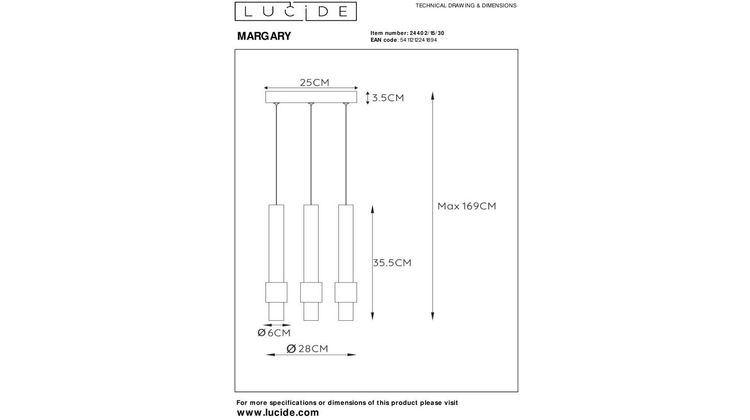 Lucide Margary Zwart Hanglamp