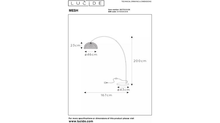 Lucide Mesh Boog Vloerlamp