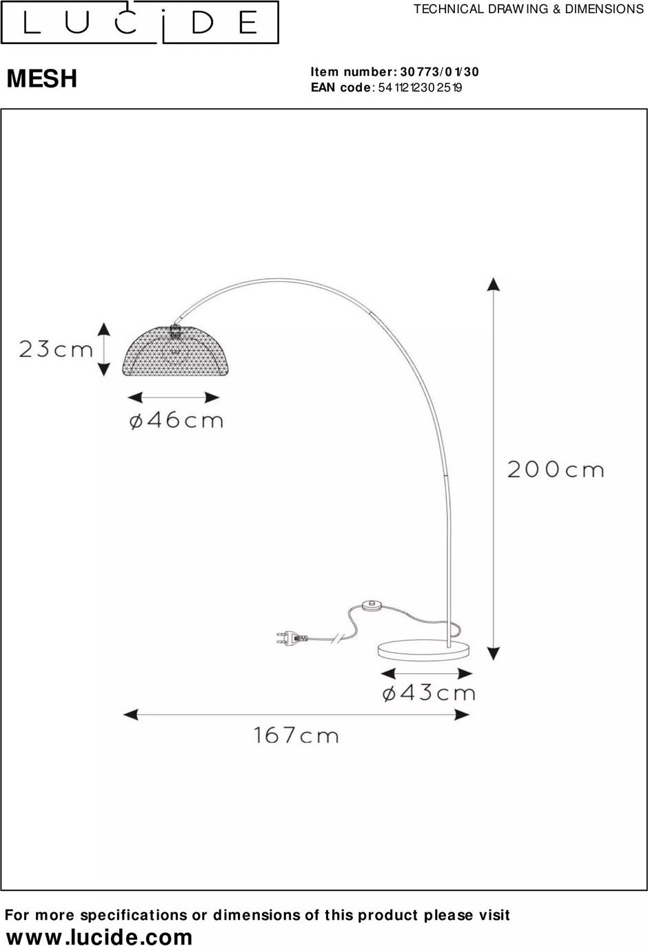 Lucide Mesh Boog Vloerlamp