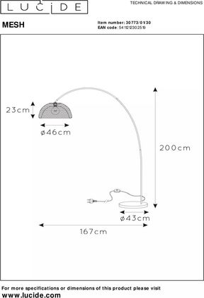 Lucide Mesh Boog Vloerlamp