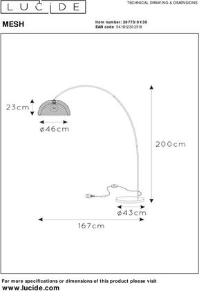 Lucide Mesh Boog Vloerlamp