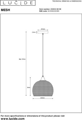 Lucide Mesh Hanglamp