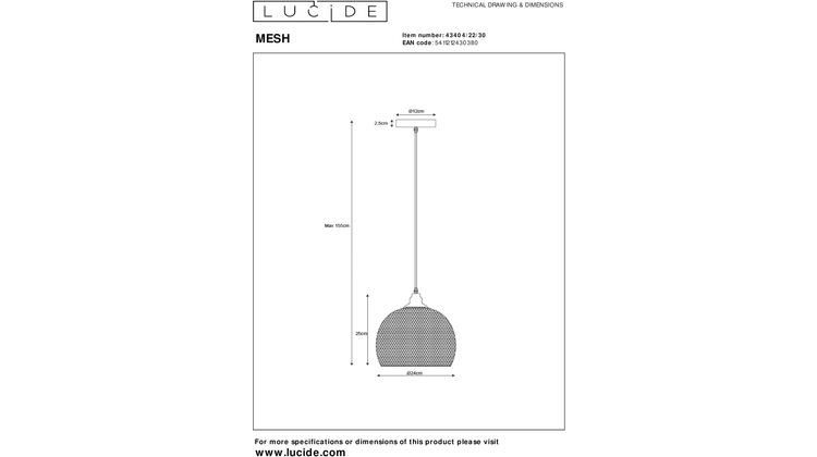 Lucide Mesh Hanglamp