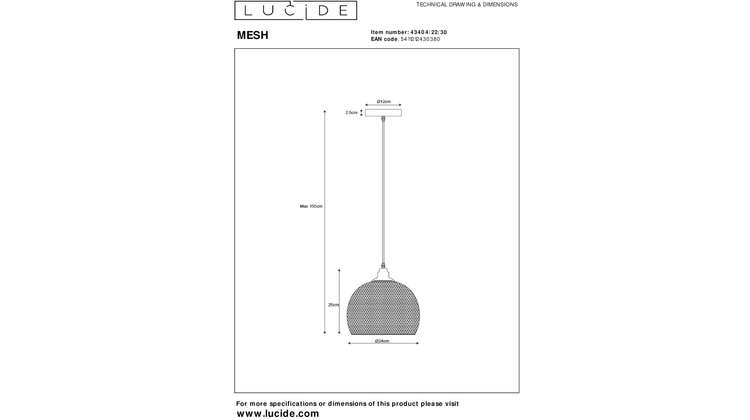 Lucide Mesh Hanglamp