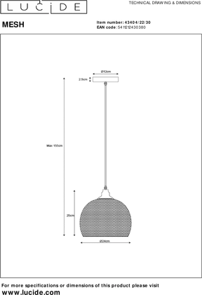 Lucide Mesh Hanglamp