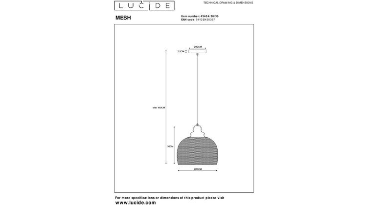 Lucide Mesh Hanglamp