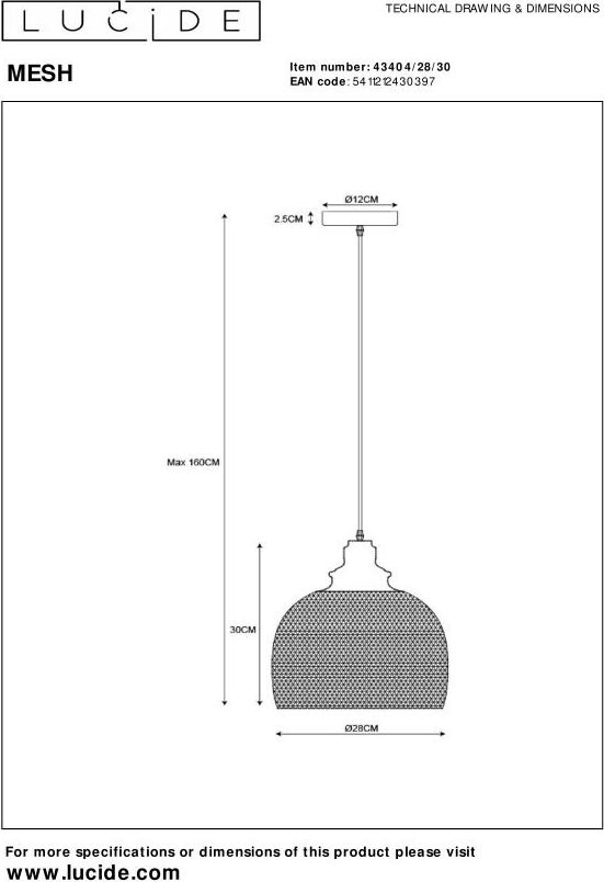 Lucide Mesh Hanglamp
