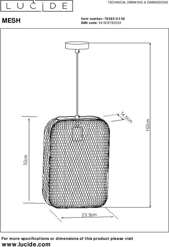 Lucide Mesh Hanglamp