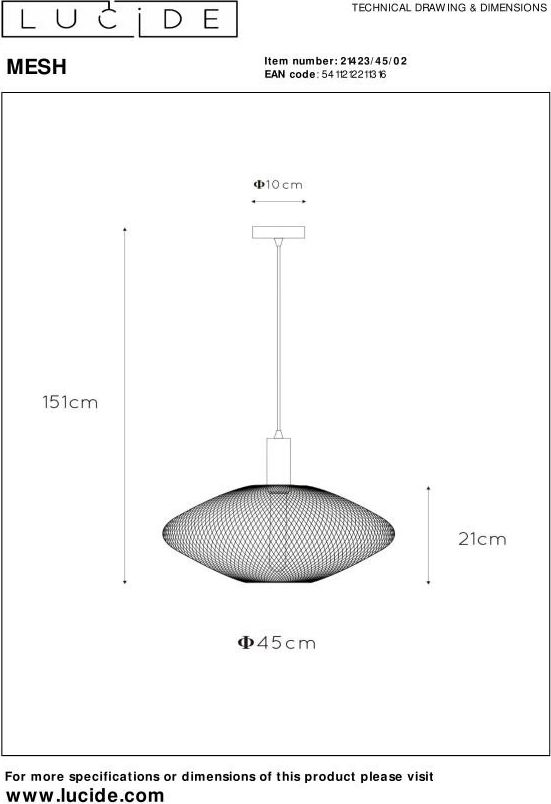 Lucide Mesh Ovaal Hanglamp