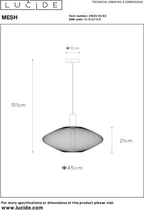 Lucide Mesh Ovaal Hanglamp