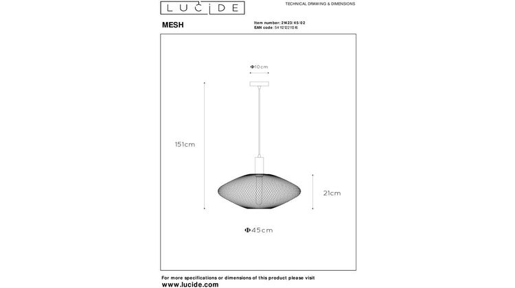 Lucide Mesh Ovaal Hanglamp