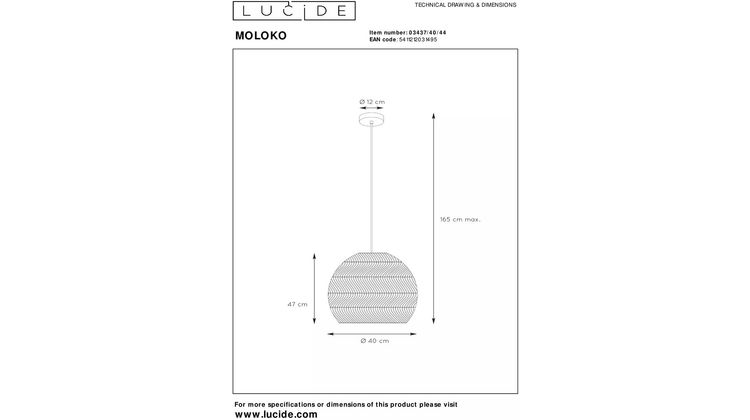 Lucide Moloko Hanglamp