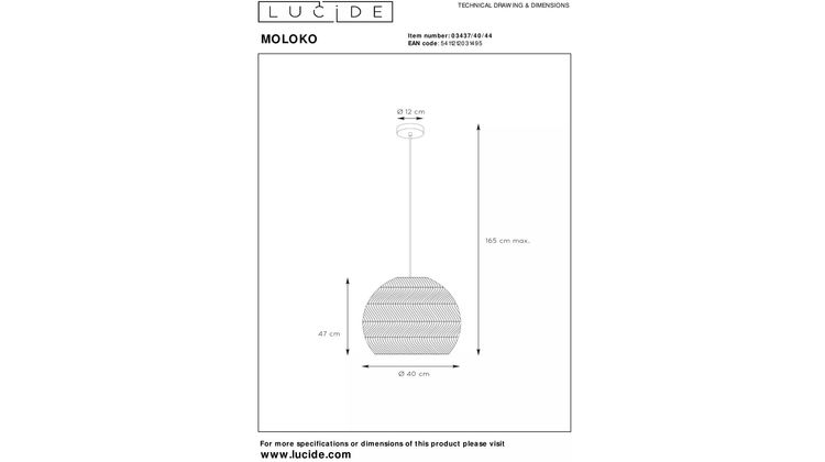 Lucide Moloko Hanglamp