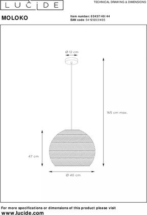 Lucide Moloko Hanglamp