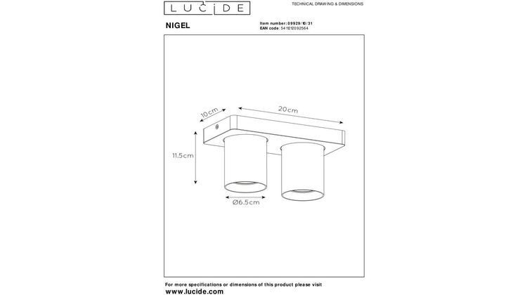 Lucide Nigel Plafondlamp