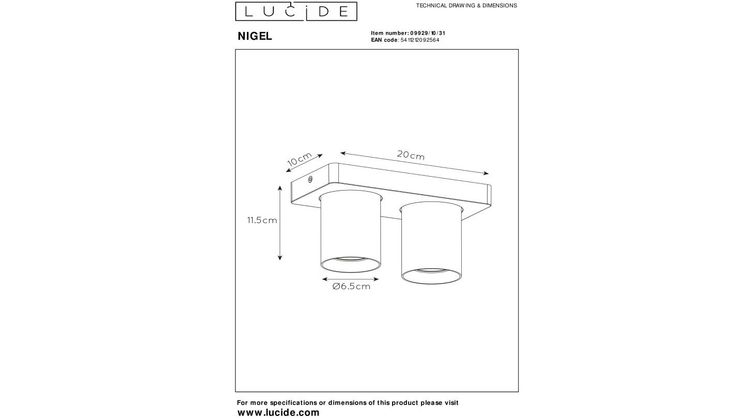 Lucide Nigel Plafondlamp