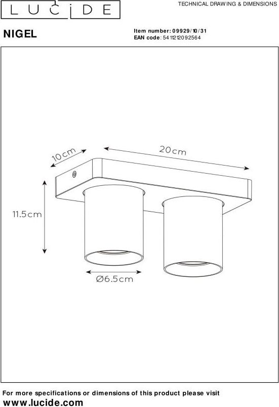 Lucide Nigel Plafondlamp