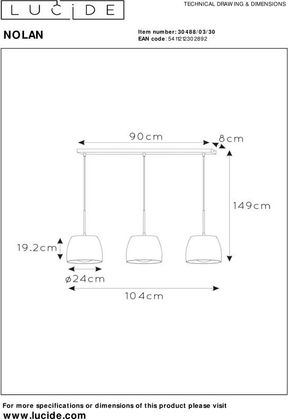 Lucide Nolan Zwart Hanglamp