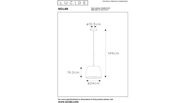 Lucide Nolan Zwart Hanglamp