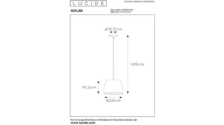 Lucide Nolan Zwart Hanglamp