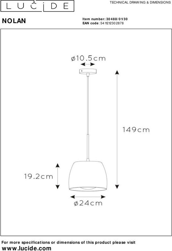 Lucide Nolan Zwart Hanglamp