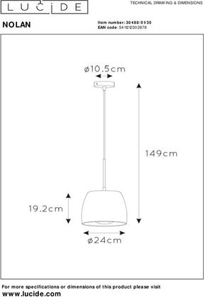Lucide Nolan Zwart Hanglamp