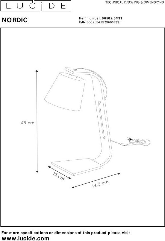 Lucide Nordic Tafellamp