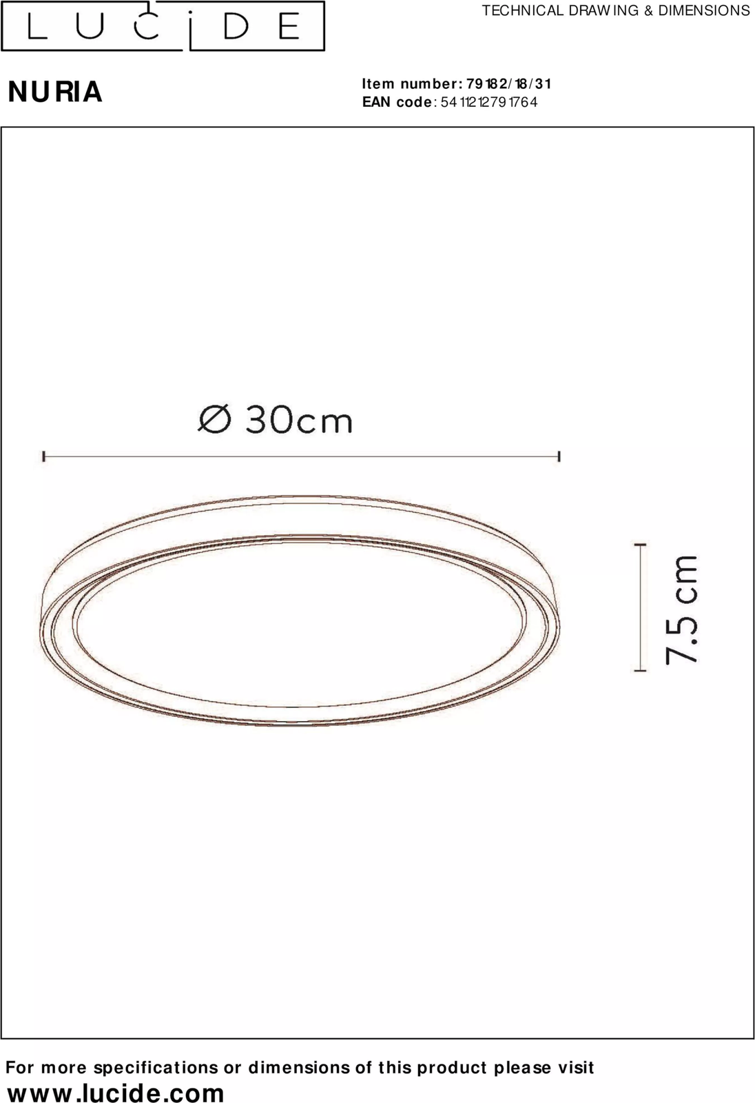 Lucide Nuria Plafondlamp