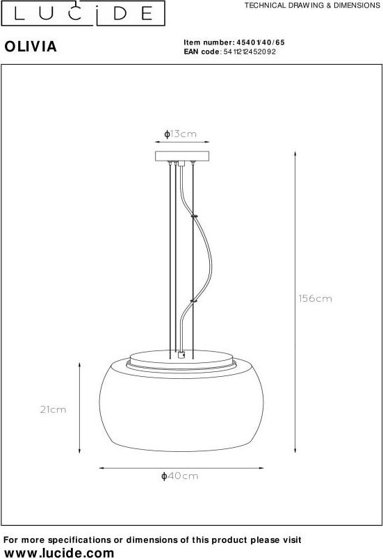 Lucide Olivia Hanglamp