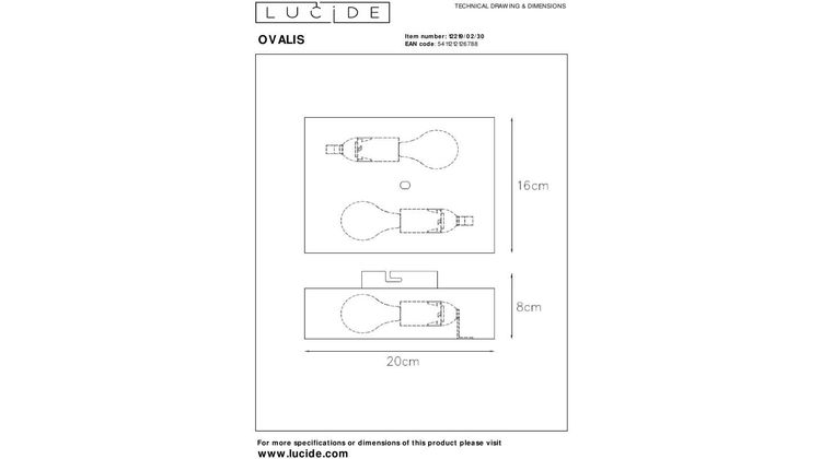 Lucide Ovalis Wandlamp