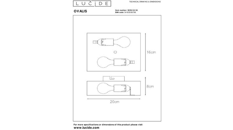 Lucide Ovalis Wandlamp