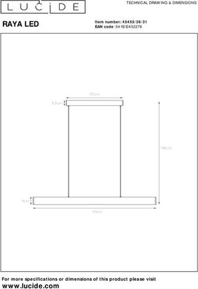 Lucide Raya Wit Hanglamp