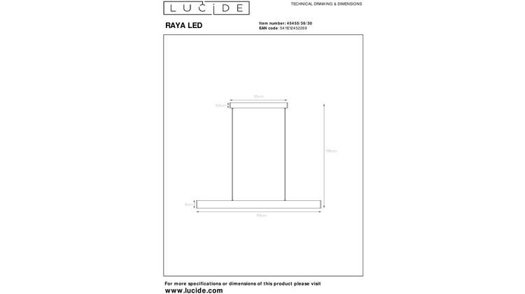 Lucide Raya Zwart Hanglamp