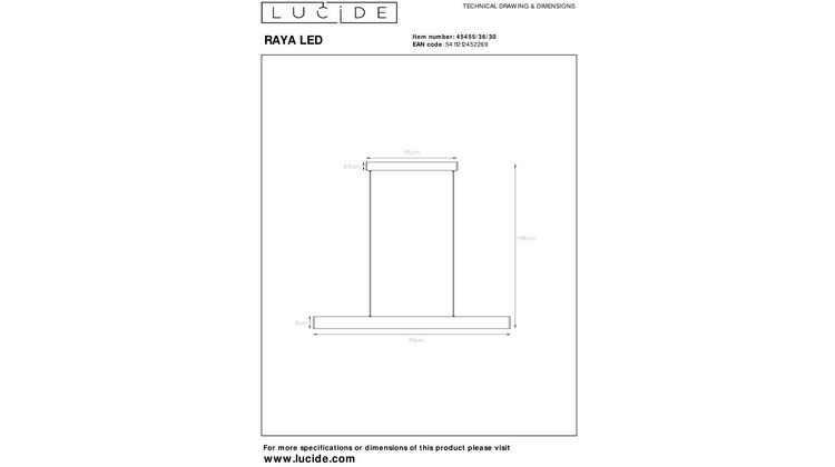 Lucide Raya Zwart Hanglamp