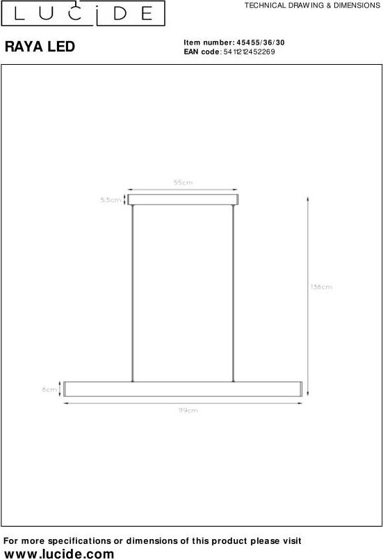 Lucide Raya Zwart Hanglamp
