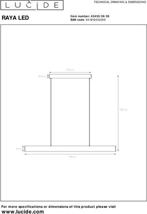 Lucide Raya Zwart Hanglamp