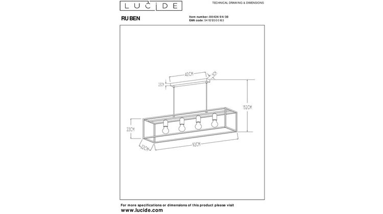 Lucide Ruben Hanglamp