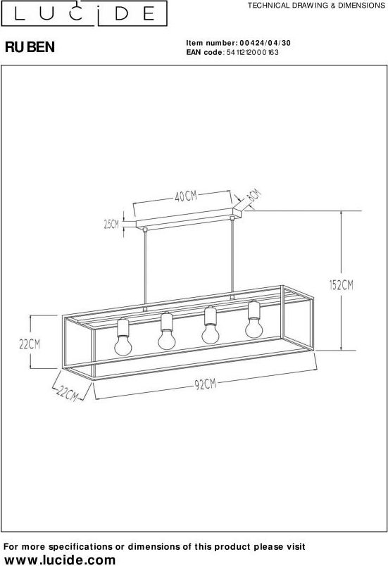 Lucide Ruben Hanglamp