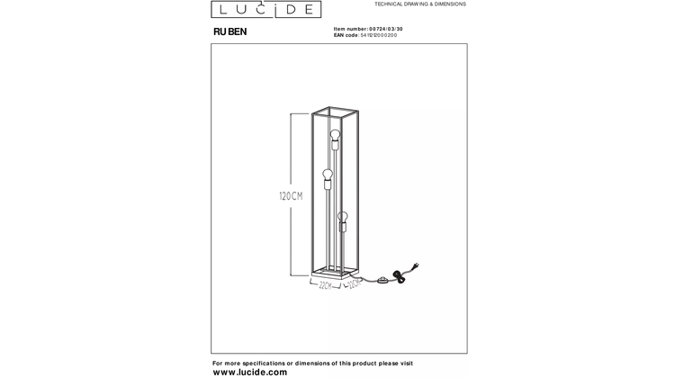 Lucide Ruben Vloerlamp