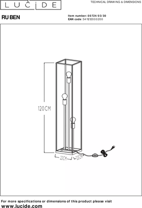 Lucide Ruben Vloerlamp