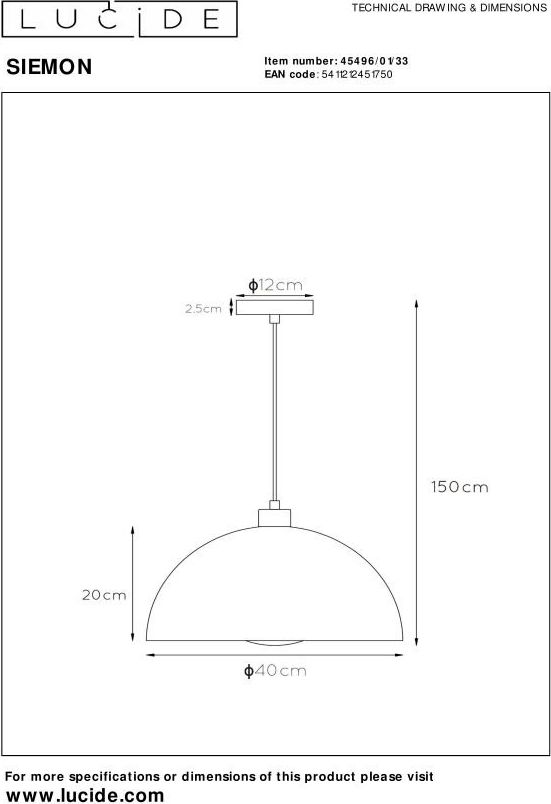 Lucide Siemon Hanglamp